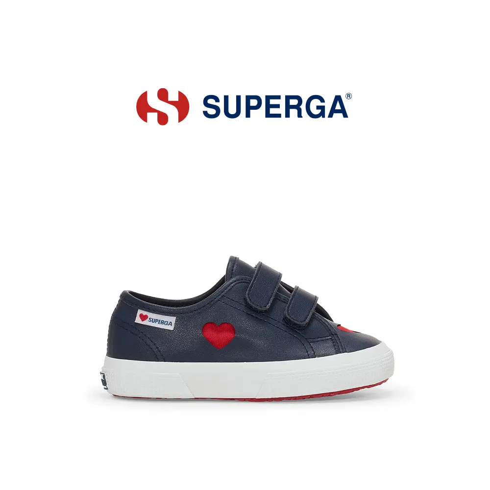 【SUPERGA】童鞋 3750 KIDS STRAPS HEARTS VEGAN MATERIAL LEGGERA (S3147YW-AHG)/ 愛心深色款/ 28