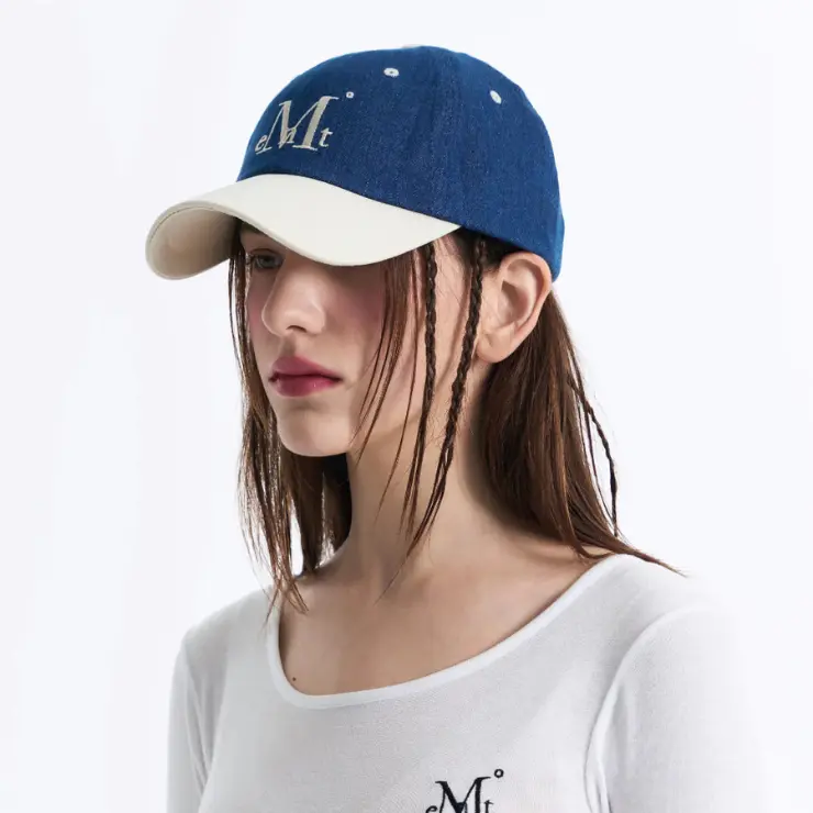 韓國 MUCENT SIGNATURE TWO TONE BALL CAP 韓國製 經典雙色拼接棒球帽 丹寧藍 x 香草 Mid Denim-vanilla