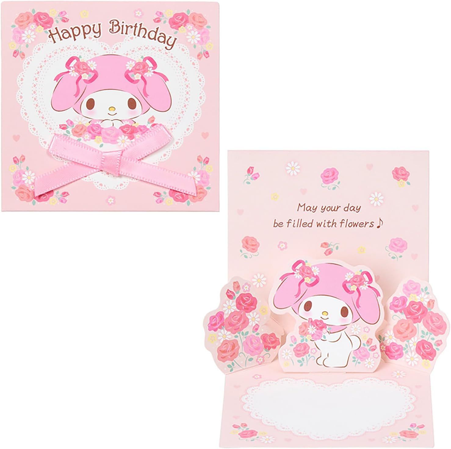 Sanrio生日卡片/ 314-5/ 美樂蒂/ 緞帶玫瑰