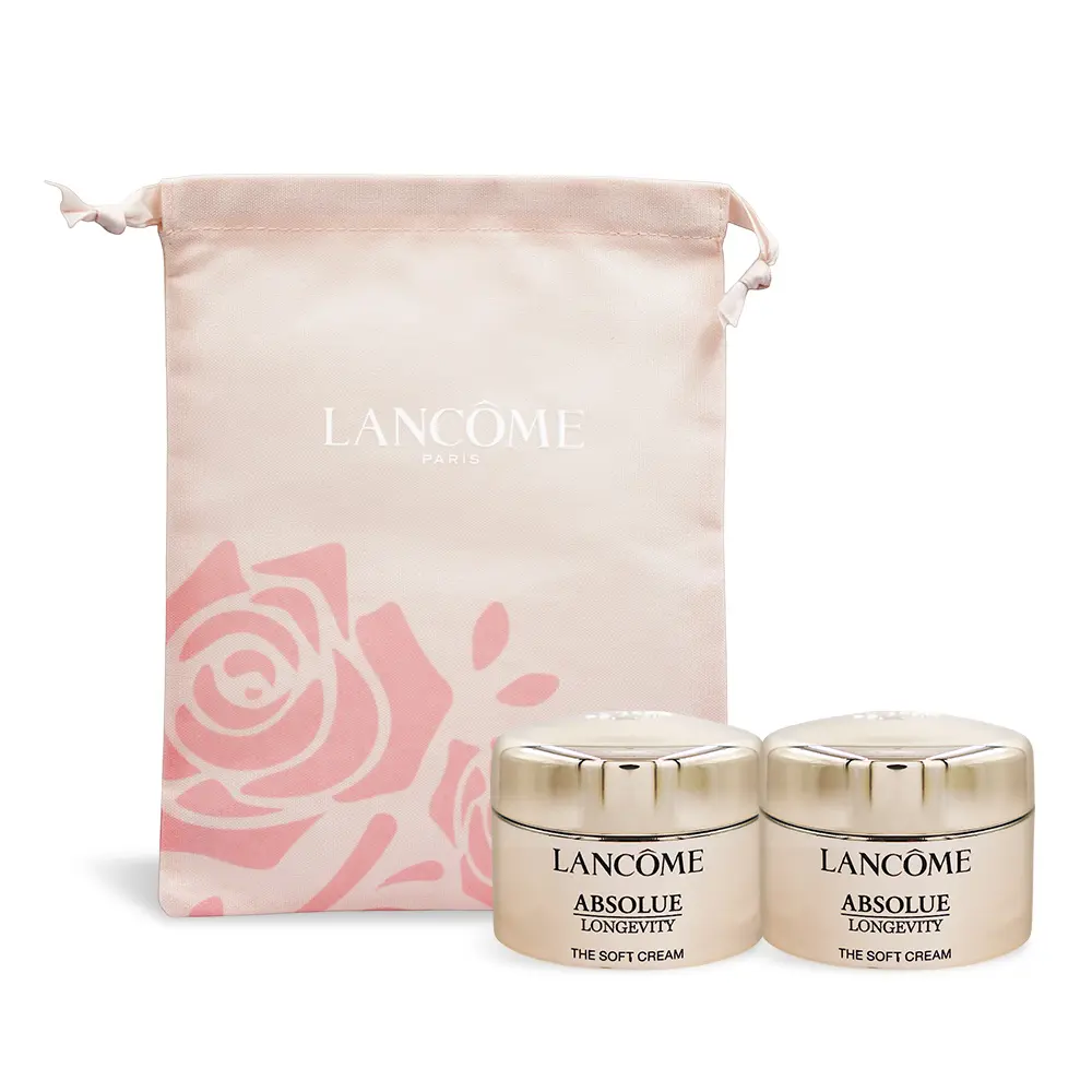 LANCOME 蘭蔻 絕對完美玫瑰逆齡霜精巧束口袋組(5mlX2)-公司貨