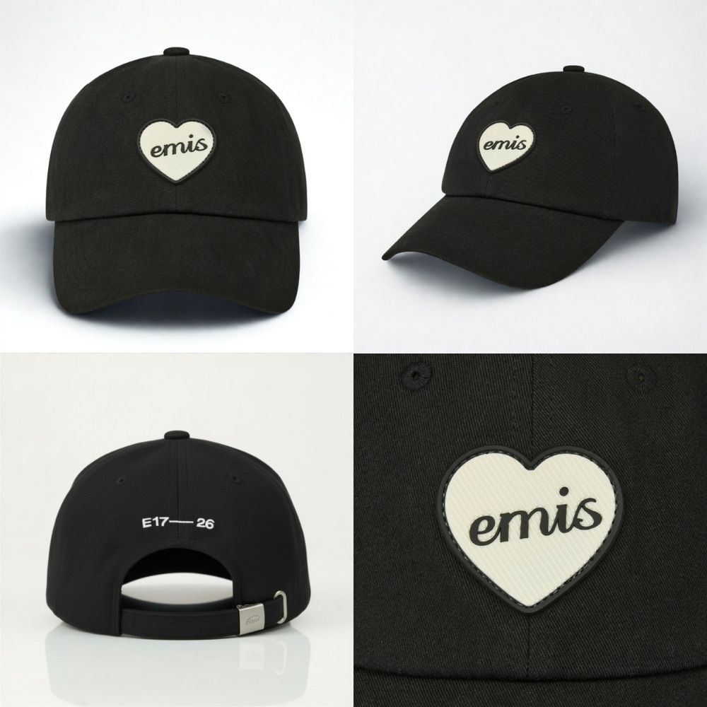 韓國 emis HEART RUBBER PATCH BALL CAP 愛心標誌棒球帽 黑色BLACK