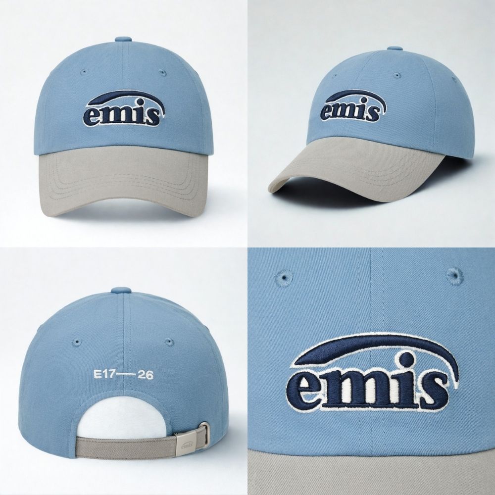 韓國 emis DUO LOGO TWO TONE BALL CAP 撞色雙色棒球帽 藍色BLUE
