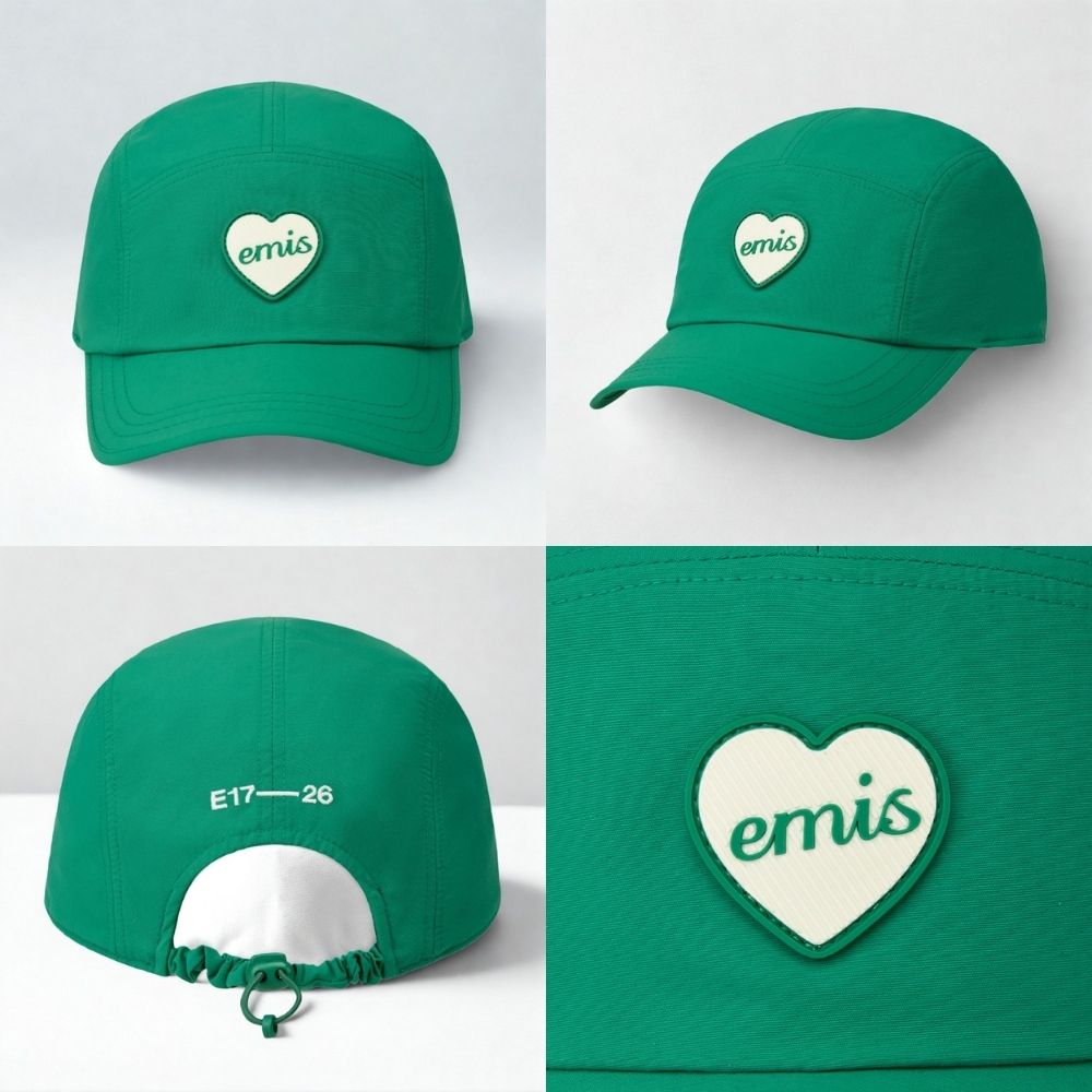 韓國 emis HEART RUBBER PATCH CAMP CAP 韓製 愛心標誌尼龍工裝帽 綠色GREEN