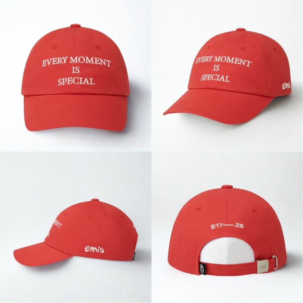 韓國 emis QUOTE BALL CAP 韓製 標語刺繡棒球帽 紅色RED