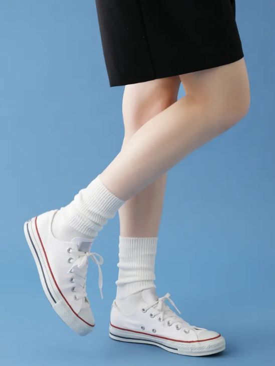 日本 Tabio 素色羅紋中筒襪/ 01/ Off White