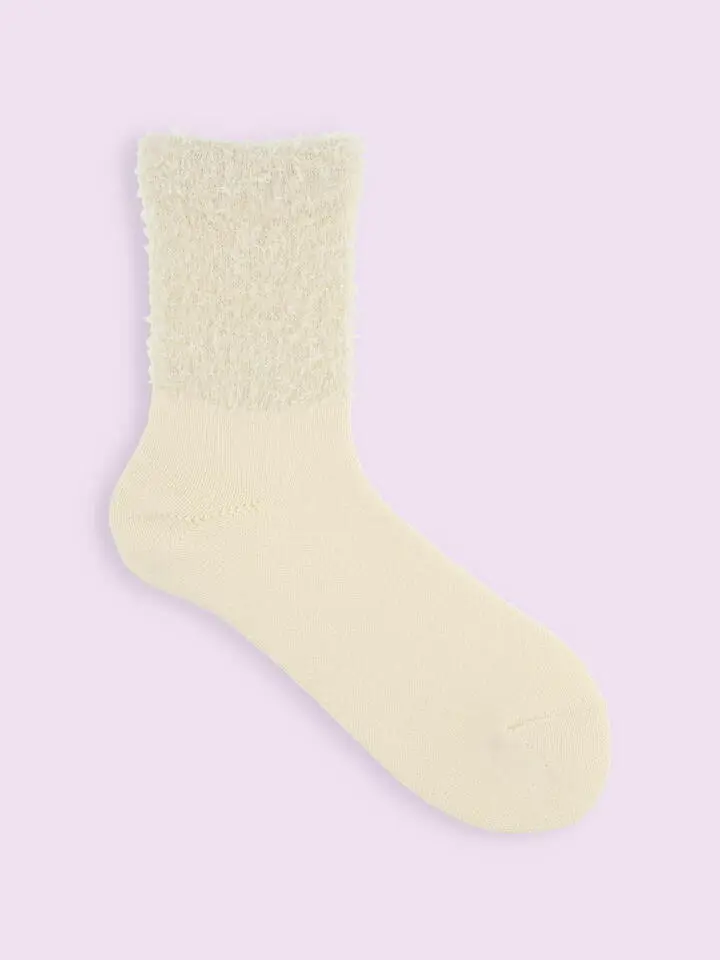 【日本Tabio】羊毛混紡雙層素色中筒襪/ 01/ Off White