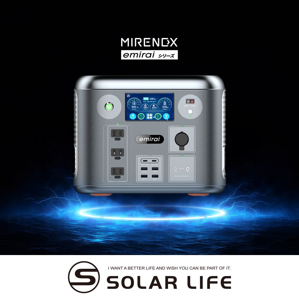 日本emirai MIRENEX 次世代行動電站 1500W/1280Wh EMR1500 太空灰 行動電源 戶外露營電源 大功率磷酸鐵鋰 防災備電 大容量電力