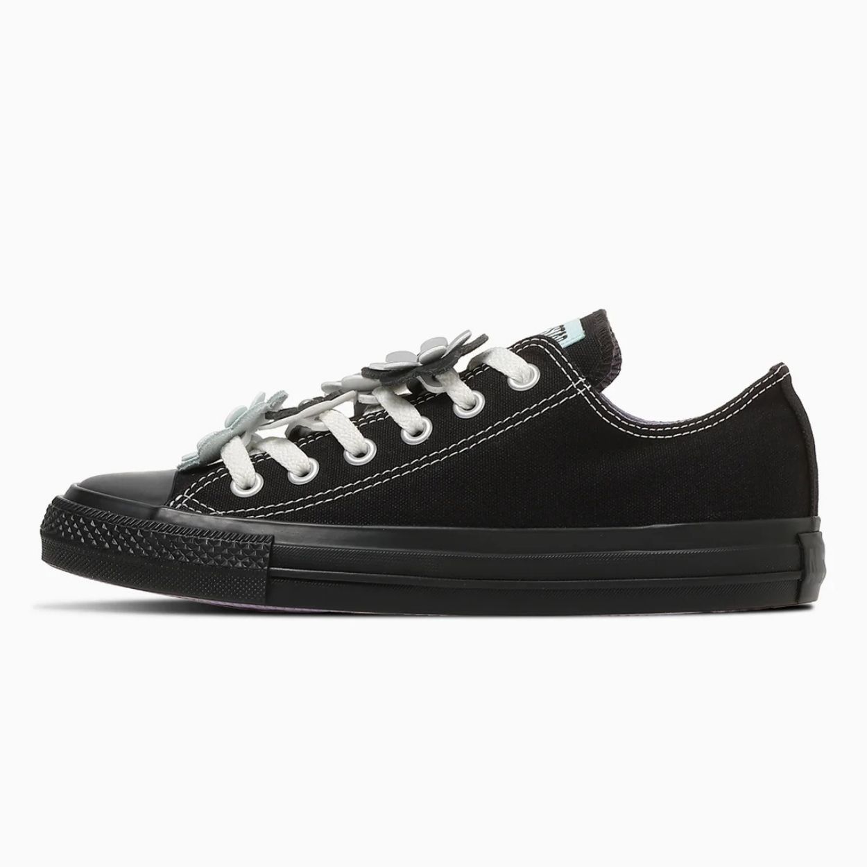 日本限定 Converse ALL STAR FLOWERCHARM OX 低筒 花朵吊飾帆布鞋/ 黑色/ 預購 25 cm