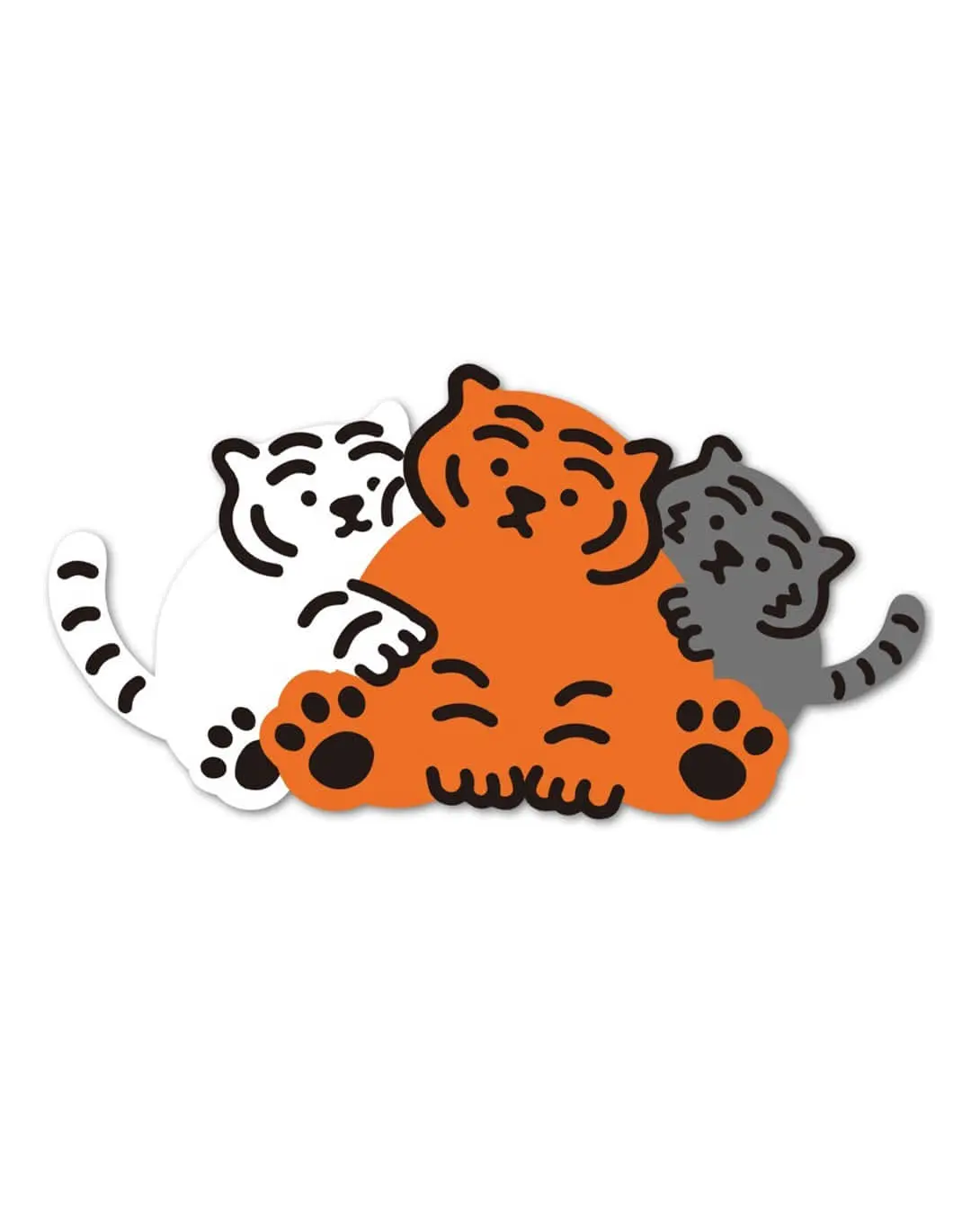 韓國 MUZIK TIGER 可移除式貼紙/ 大/ 三胞胎老虎