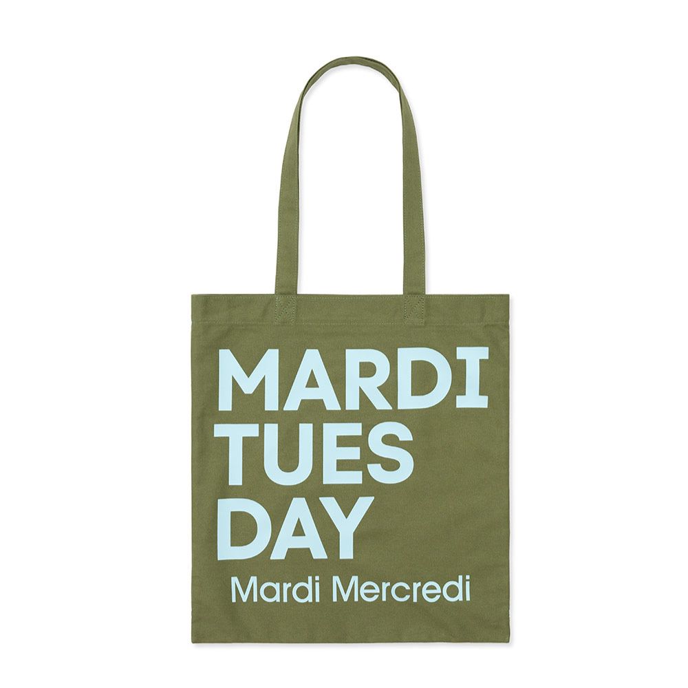 韓國 Mardi Mercredi CANVAS BAG FLOWER DU MARDI 韓製 經典字樣帆布托特包 橄欖綠/天空藍