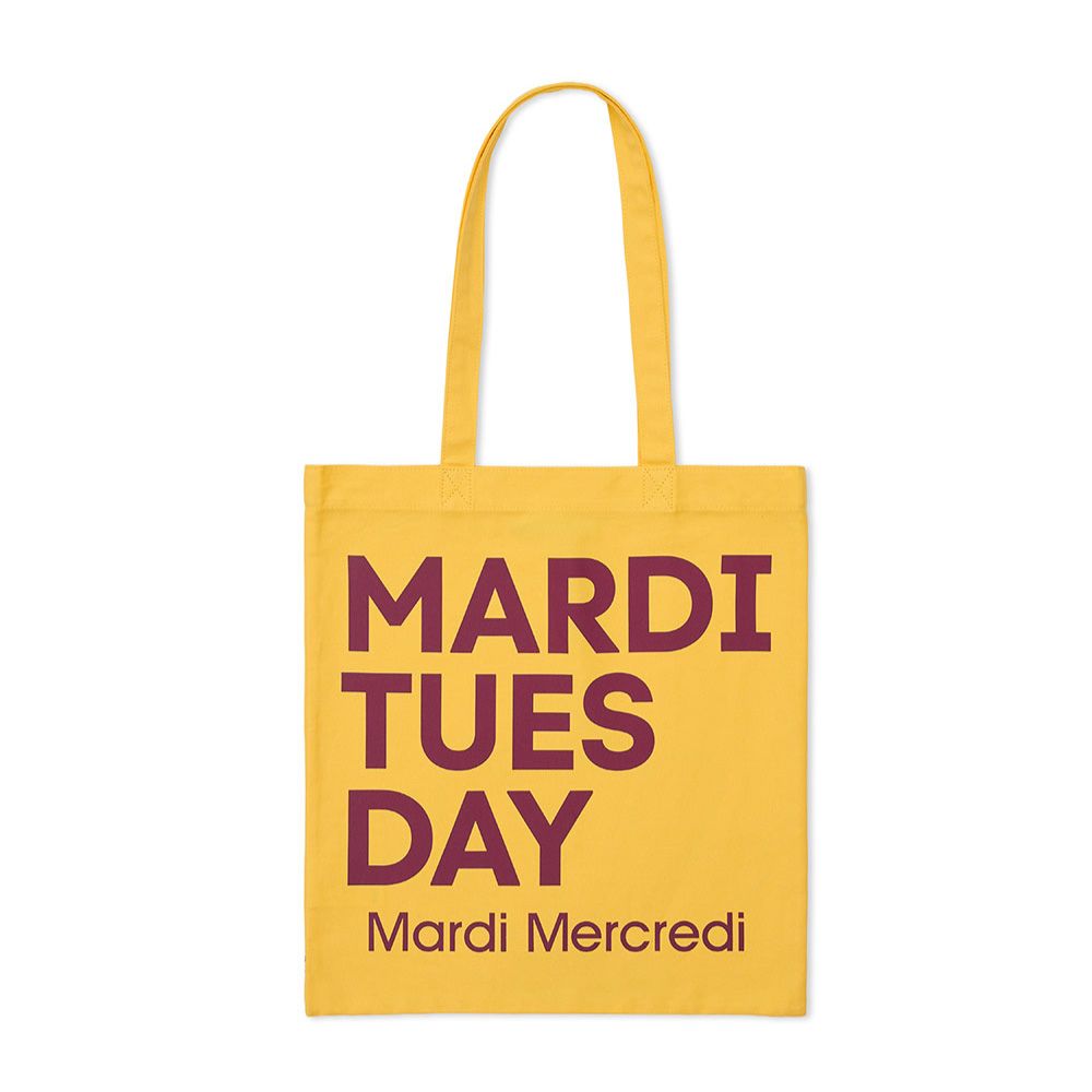 韓國 Mardi Mercredi CANVAS BAG FLOWER DU MARDI 韓製 經典字樣帆布托特包 黃色/酒紅色