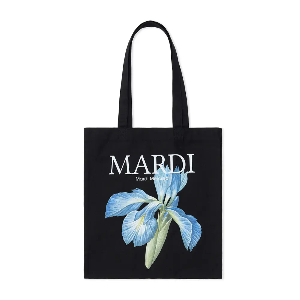 韓國 Mardi Mercredi CANVAS BAG LILIES 07 韓製 百合花帆布托特包 黑色