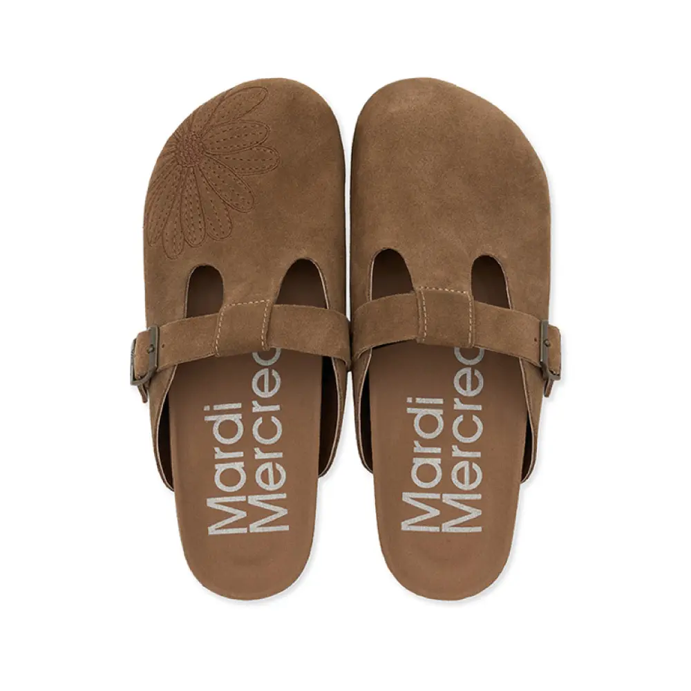 韓國 Mardi Mercredi CLASSIQUE T-STRAP SUEDE MULE 經典麂皮穆勒鞋/ 棕色 BROWN/ 預購 23 cm