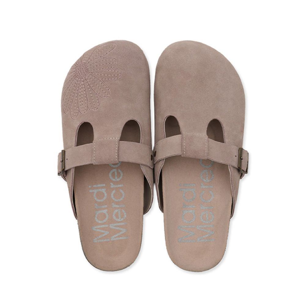 韓國 Mardi Mercredi CLASSIQUE T-STRAP SUEDE MULE 經典麂皮穆勒鞋/ 霧粉 DUSTY PINK/ 預購 25 cm