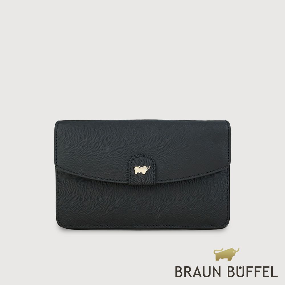 【BRAUN BUFFEL 德國小金牛】台灣總代理 蘇菲娜-A  11卡兩折中夾-黑色/BF885-500-BK