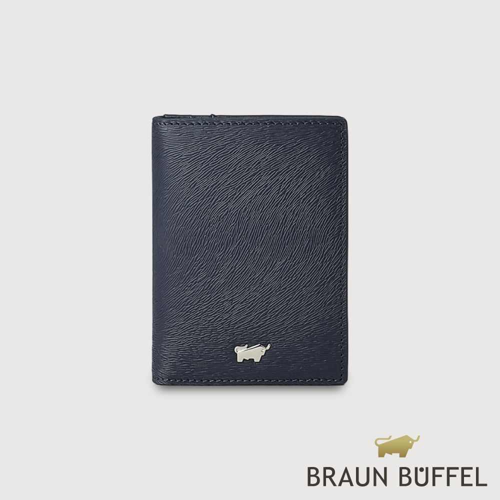 【BRAUN BUFFEL 德國小金牛】台灣總代理 蘇菲娜-B 名片夾-深藍/BF886-140-DB