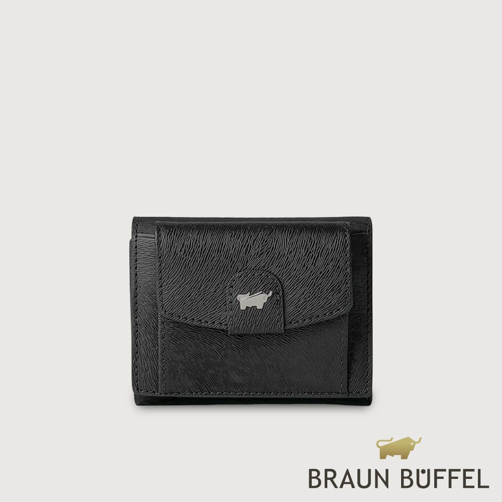 【BRAUN BUFFEL 德國小金牛】台灣總代理 蘇菲娜-B 2卡三折短夾-黑色/BF886-414-BK