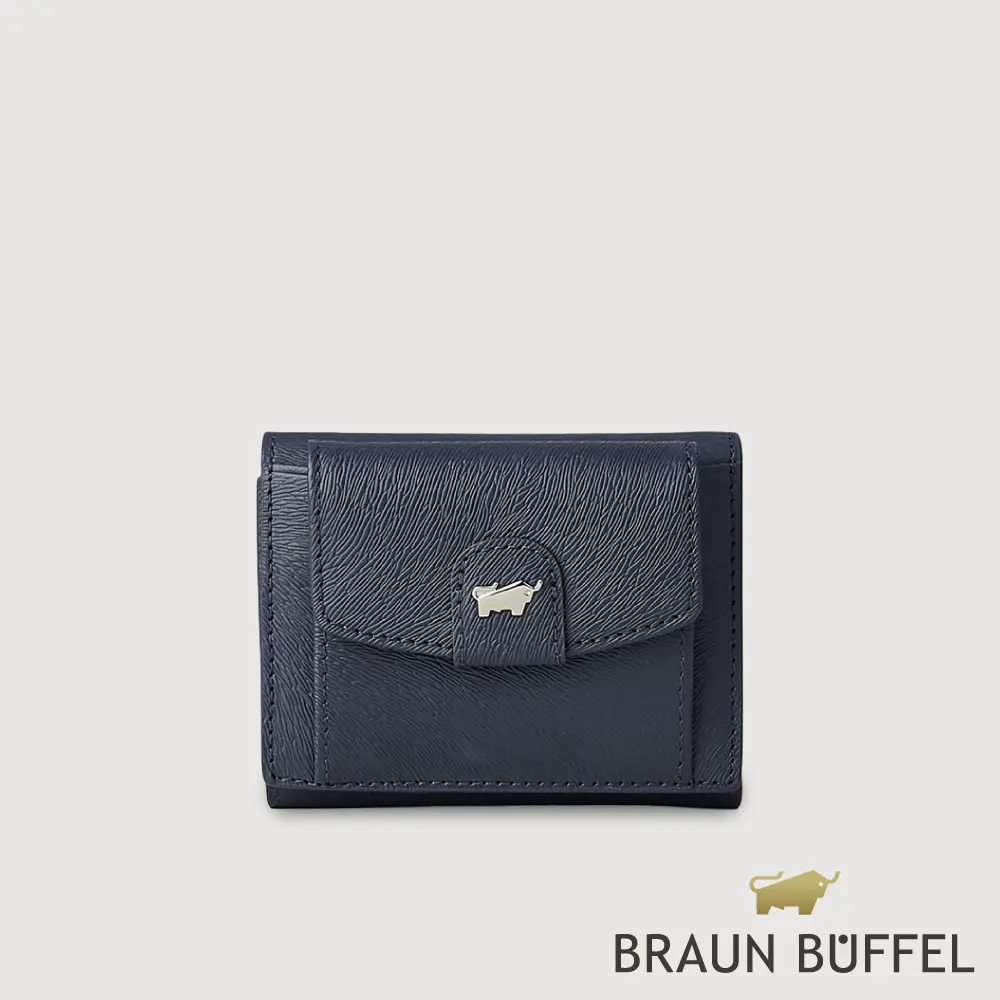 【BRAUN BUFFEL 德國小金牛】台灣總代理 蘇菲娜-B 2卡三折短夾-深藍色/BF886-414-DB