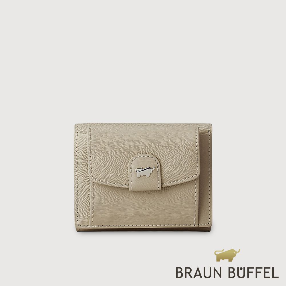 【BRAUN BUFFEL 德國小金牛】台灣總代理 蘇菲娜-B 2卡三折短夾-沙丘色/BF886-414-MDT