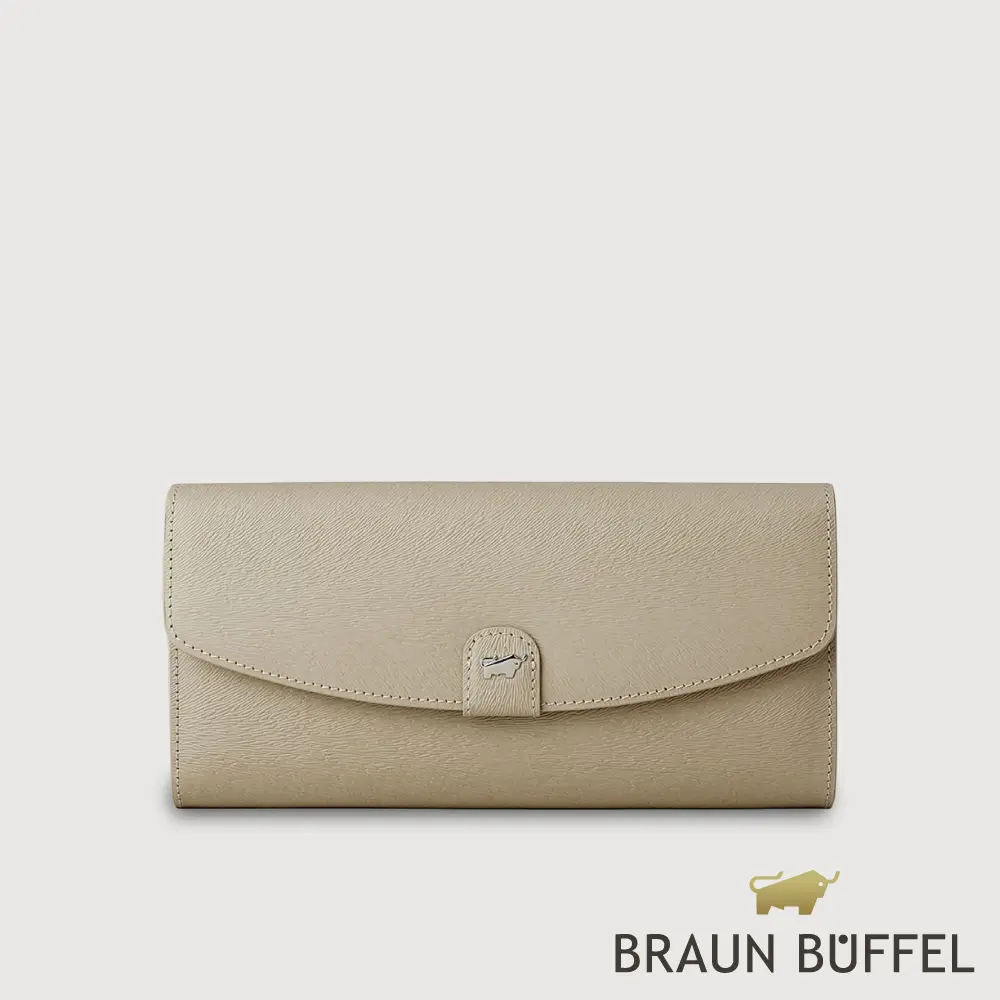 【BRAUN BUFFEL 德國小金牛】台灣總代理 蘇菲娜-B 12卡兩折長夾-沙丘色/BF886-621-MDT