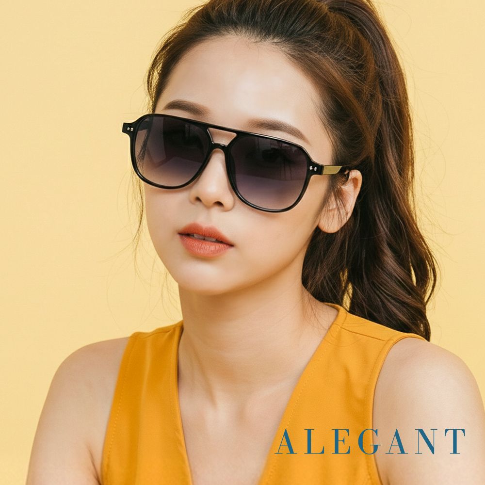 ALEGANT輕奢戶外星夜紫影漸層輕量TR90飛官偏光墨鏡/UV400太陽眼鏡