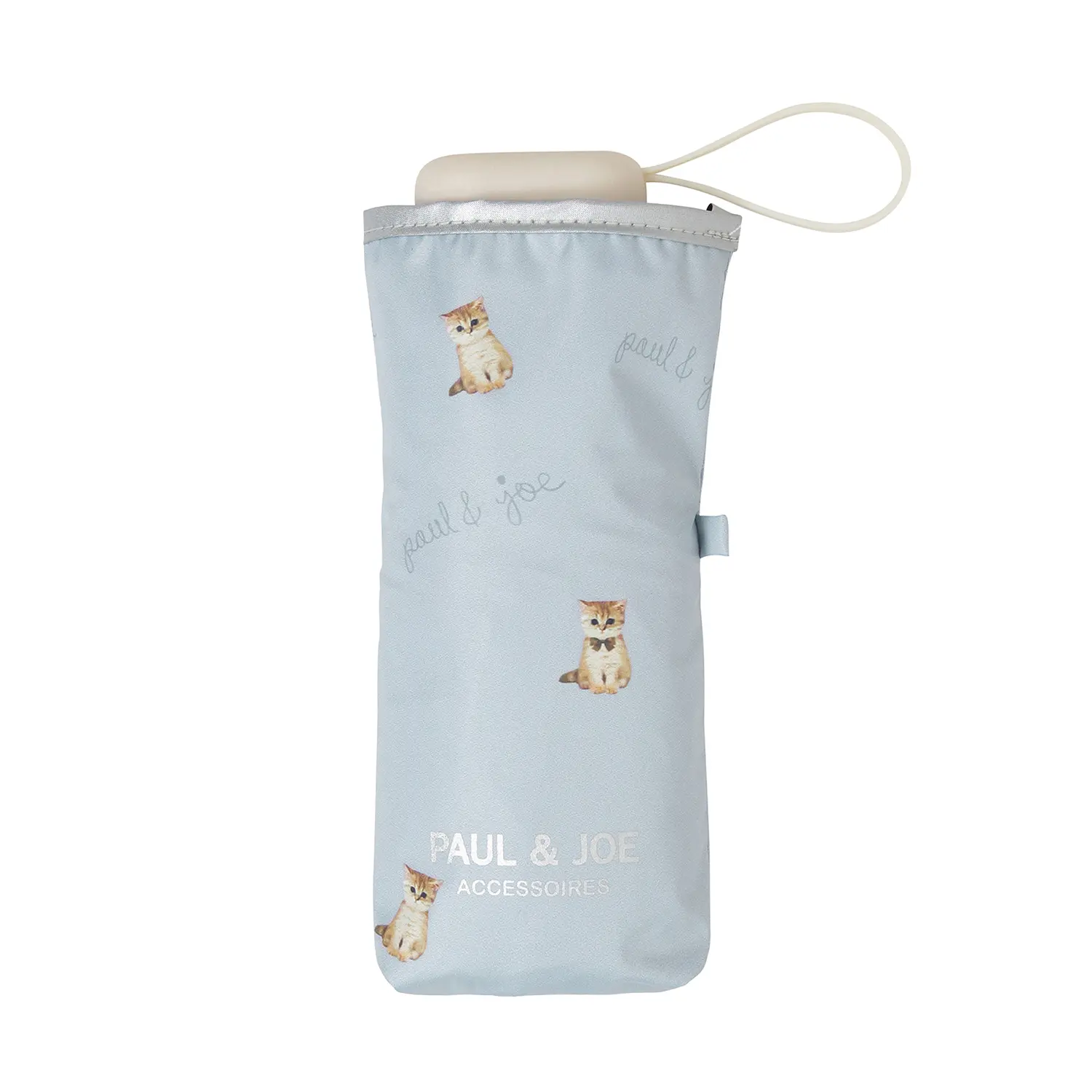 日本 PAUL & JOE ACCESSOIRES UV99.9晴雨兩用遮熱折傘/ Nounette Logo Blue