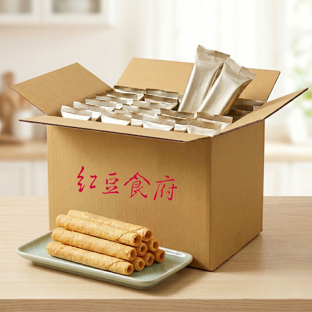 【紅豆食府】人氣原味蛋捲, 箱購免運組(12袋/箱), 箱購不含提盒