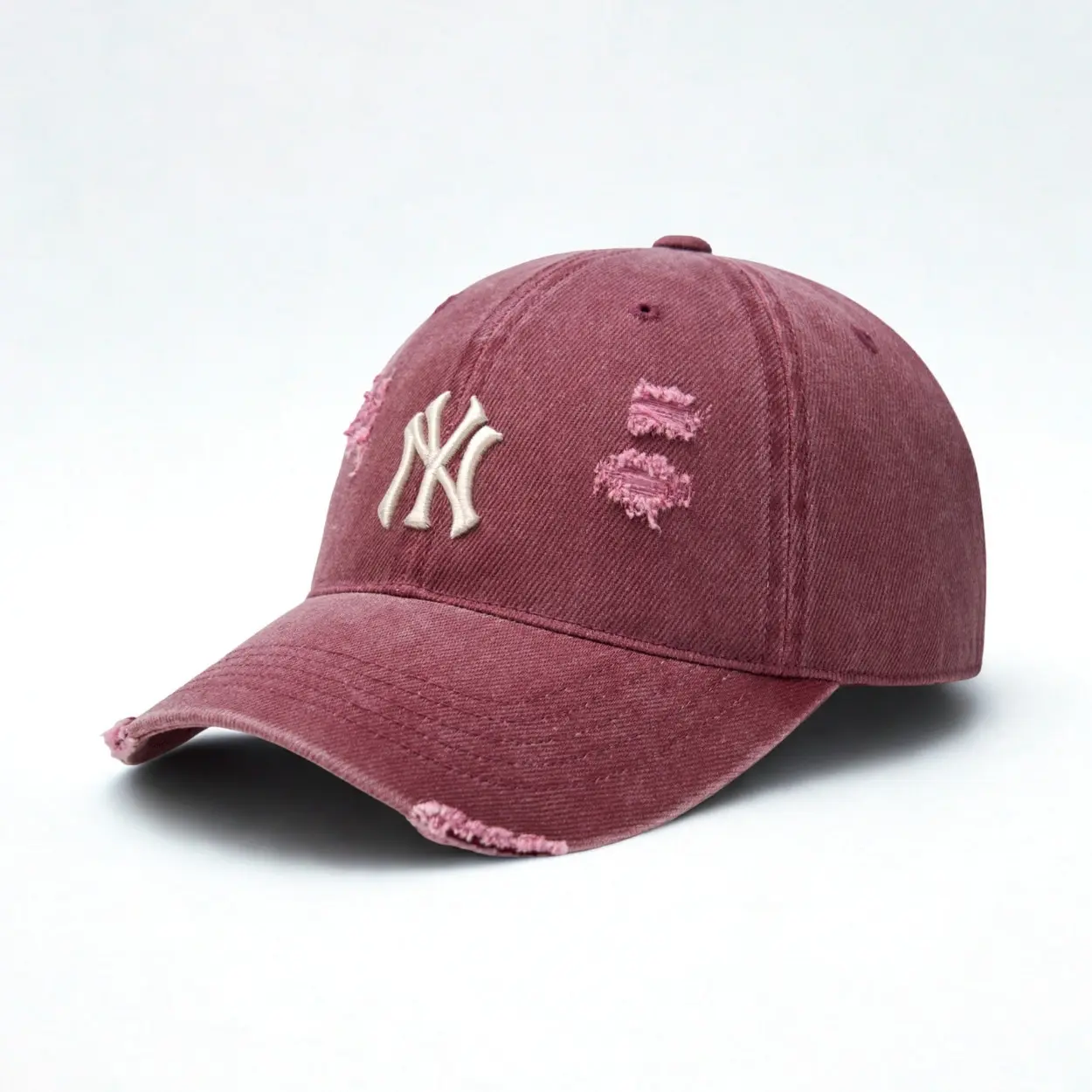 韓國 MLB KARINA 破損水洗軟版棒球帽 多色/ 紐約洋基NY 酒紅