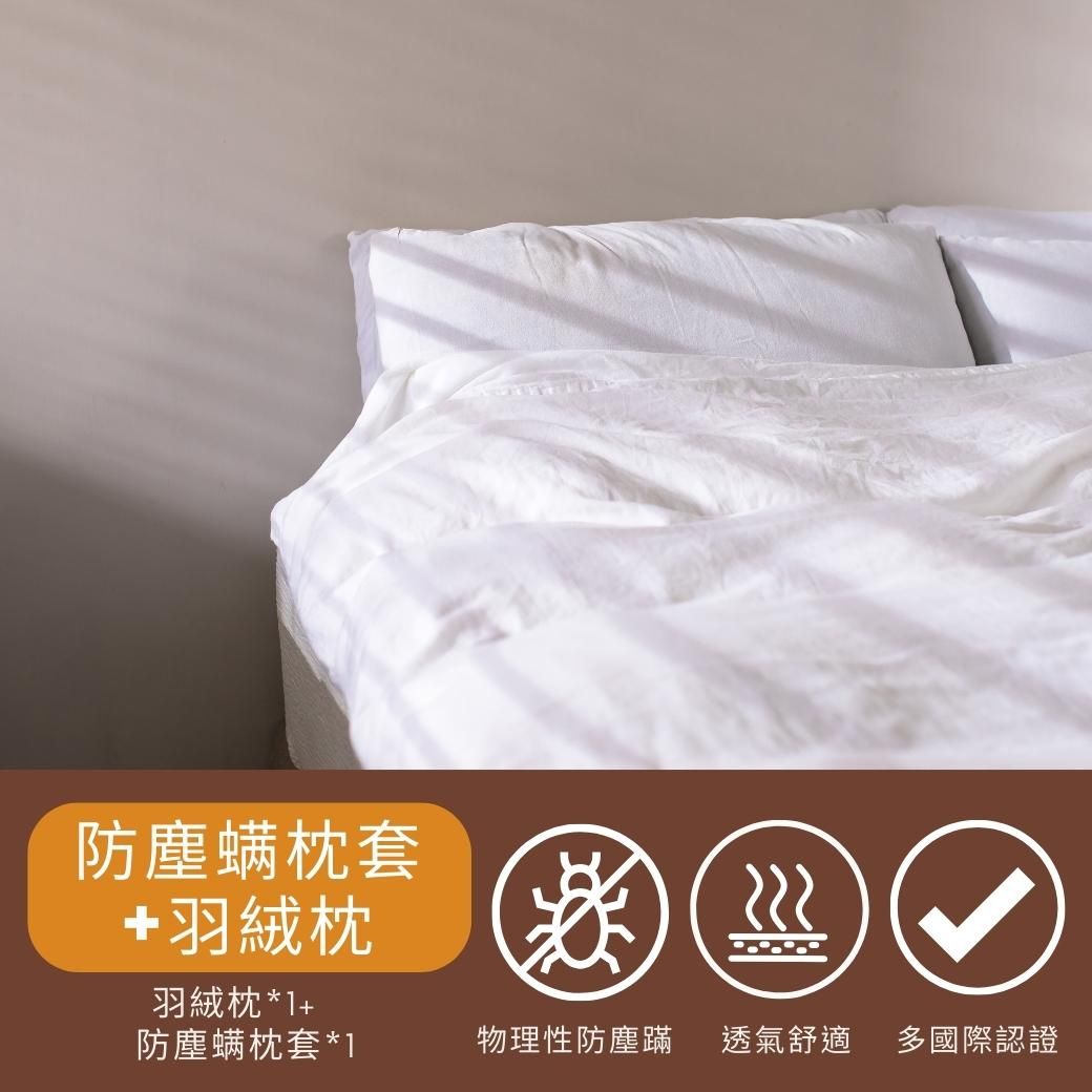 羽毛比例70％✦SOUPURE 旅店專用 MIT安心好眠 防塵螨枕 高枕無憂型硬枕1.3kg 20D80F+防塵螨枕套