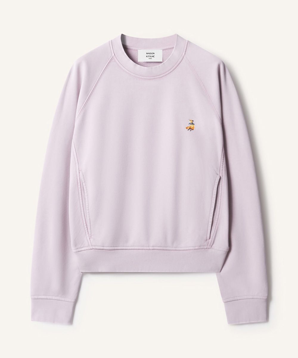 MAISON KITSUNÉ 戀愛粉白日夢狐狸LOGO口袋經典衛衣/女裝/ L