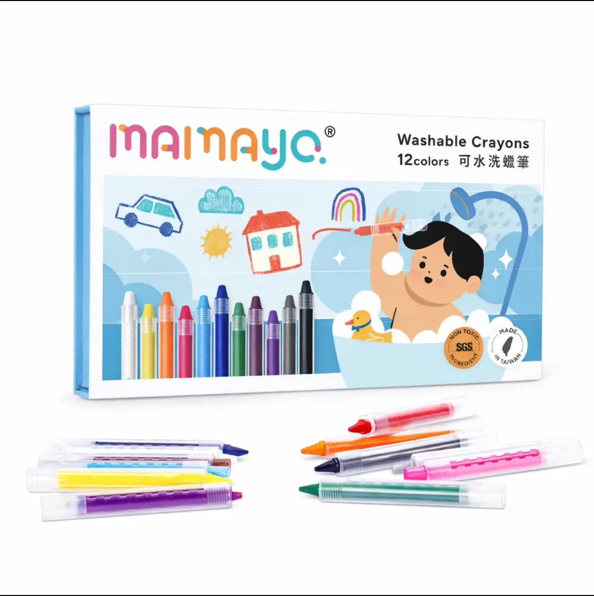 媽媽友mamayo kidzcrayon 12色水蠟筆