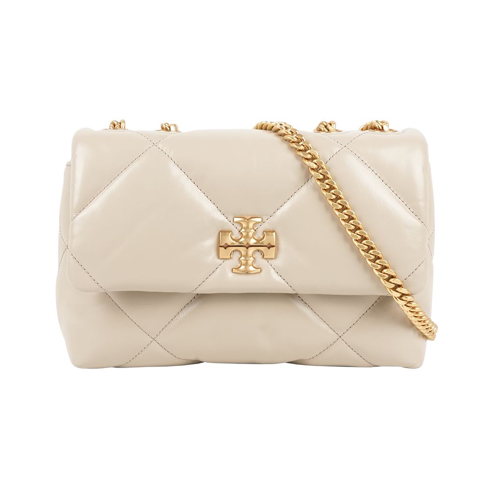 【TORY BURCH】Kira 納帕皮革鑽石格紋縫線小號二用包(淺石色)/ 平行輸入