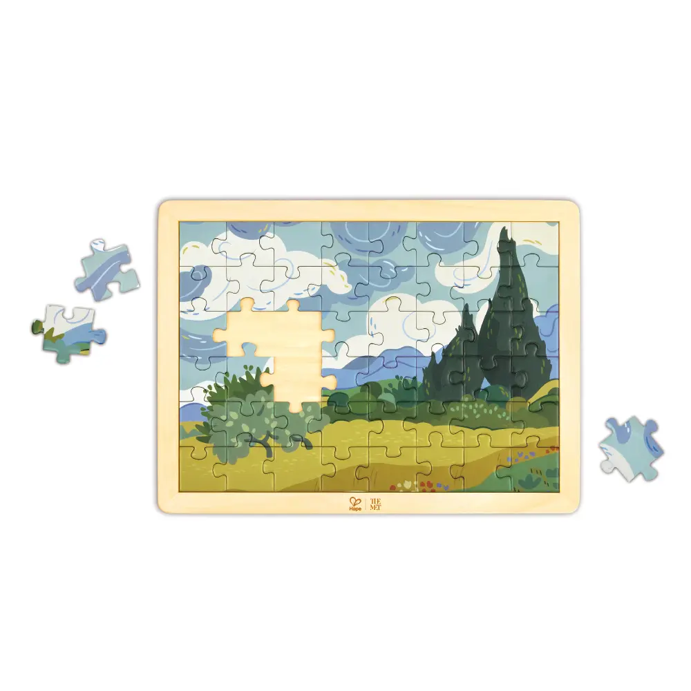 德國Hape MET拼圖-梵谷麥田裡的絲柏樹