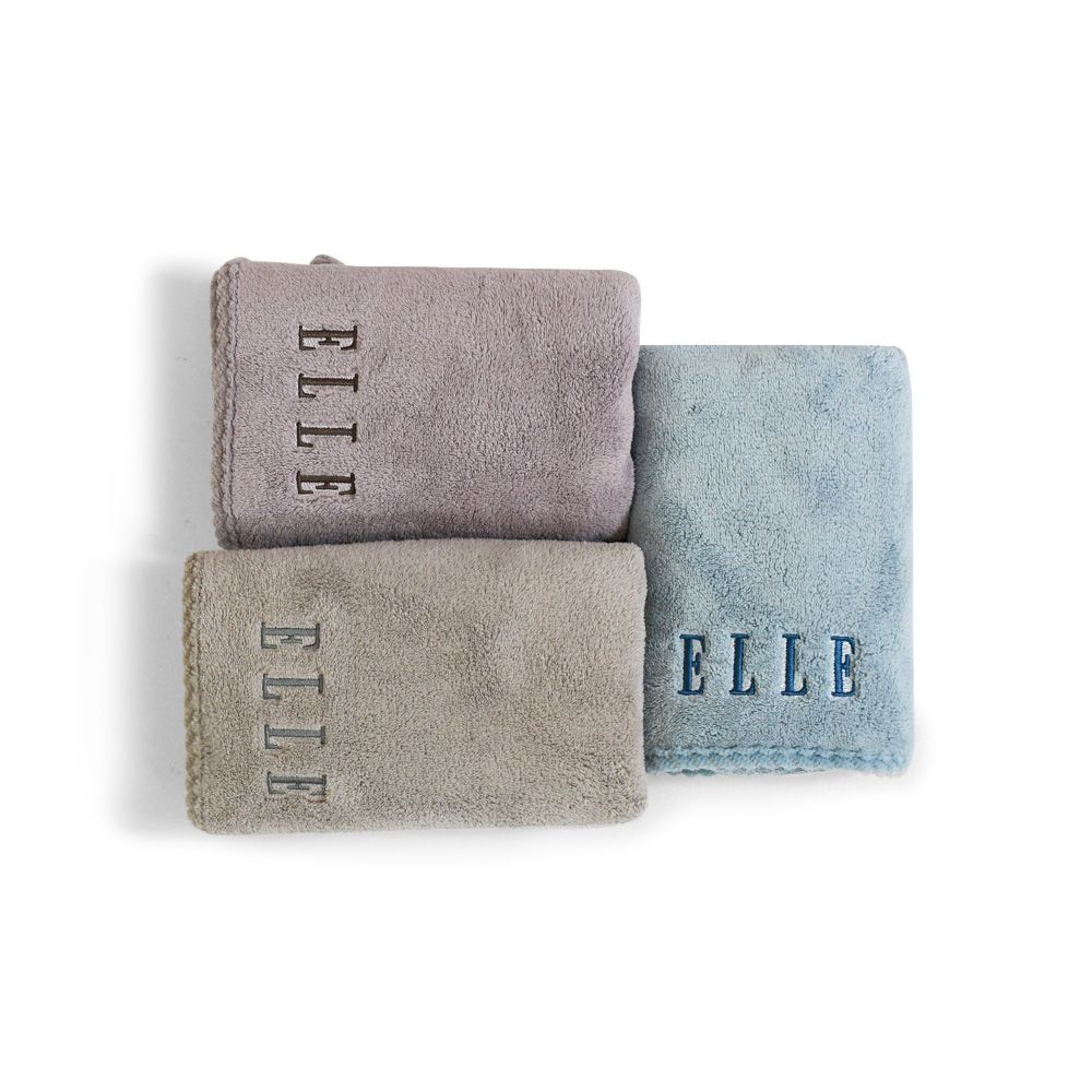 ELLE HOME 無棉絮刺繡毛巾(4件組)/ 隨機