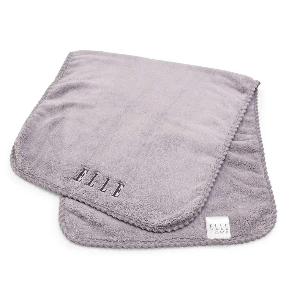 ELLE HOME 無棉絮刺繡毛巾(4件組)/ 暮光紫