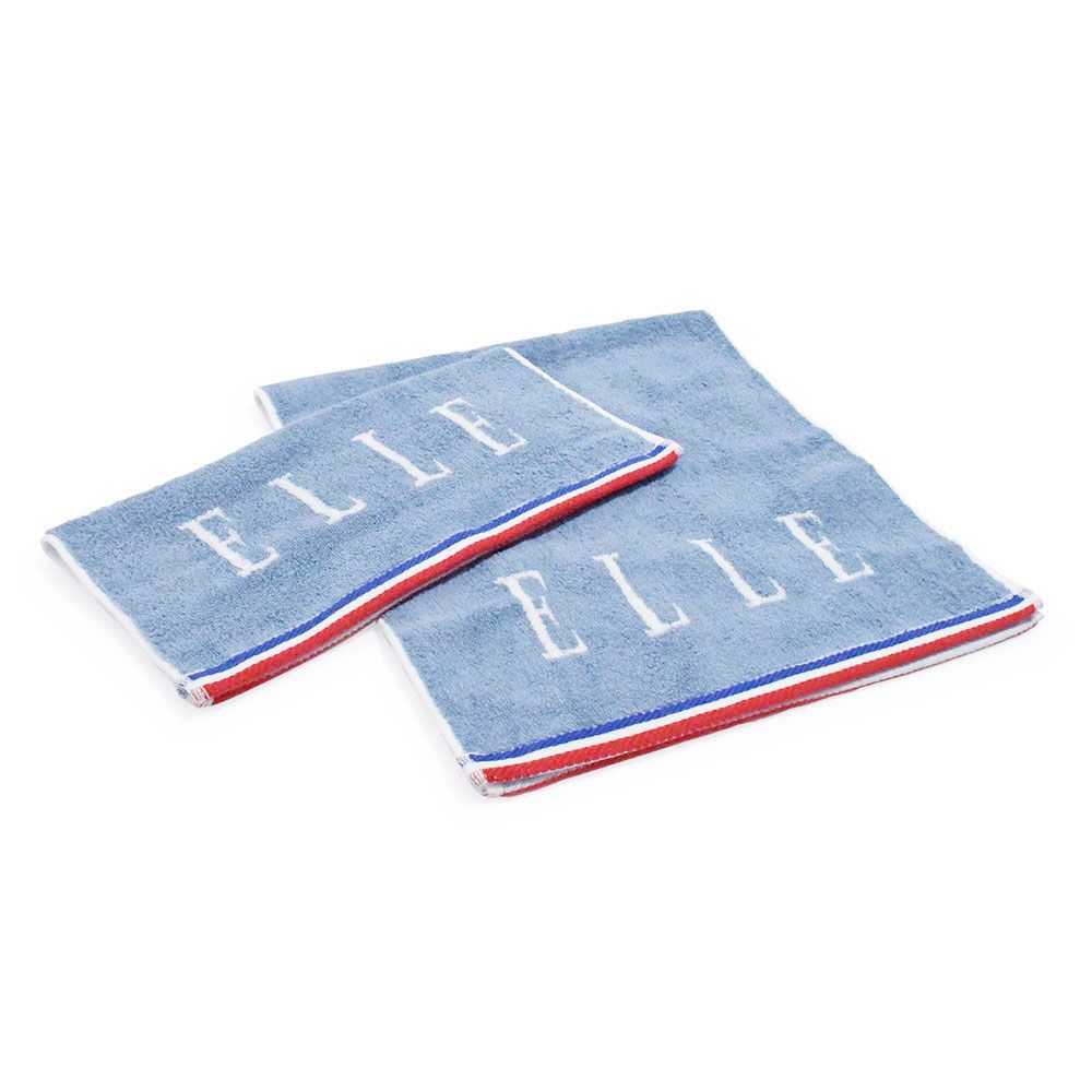 ELLE HOME 法國經典純棉素色緹花方巾(6件組)/ 藍色