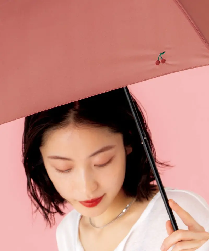 日本 Wpc. Air-Light晴雨兩用 UV90%極輕刺繡折傘/ Pink