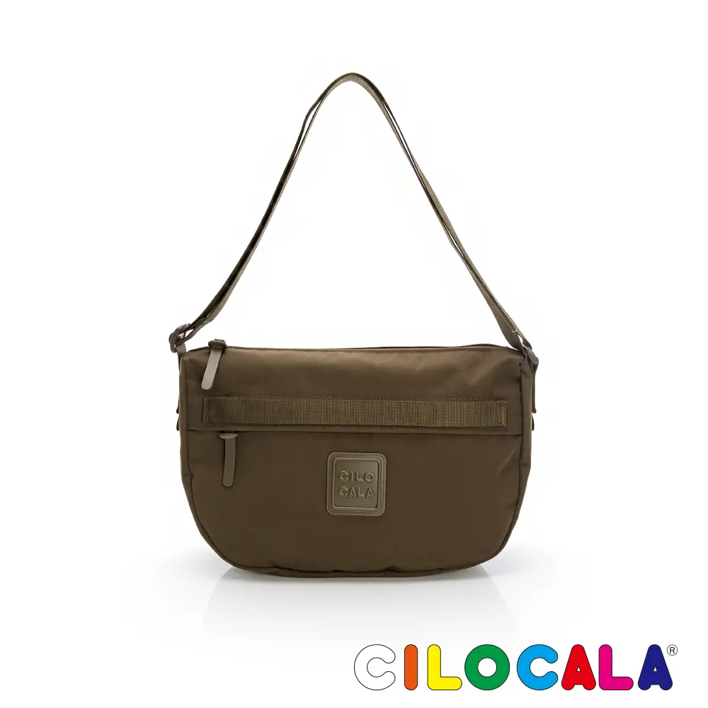 CILOCALA 亮彩尼龍防潑水半月斜背包-大/ 軍綠