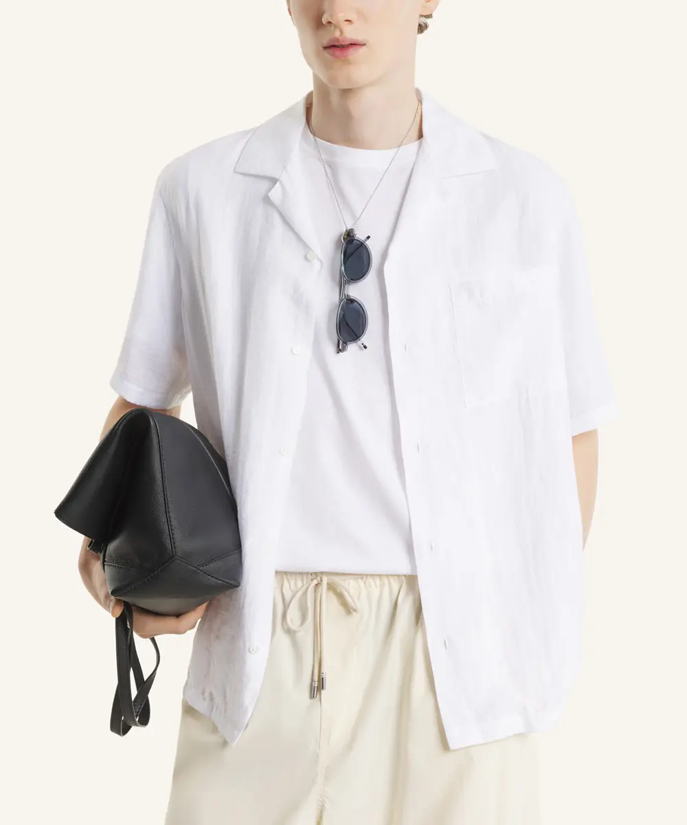 MAISON KITSUNÉ 鴿絨白峇里度假襯衫/中性/男裝/ M