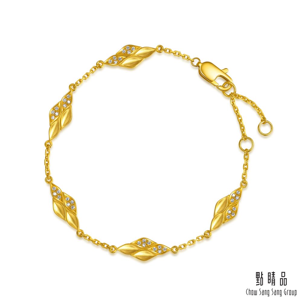 點睛品 YuYu系列 菱形波光 鑽石黃金手鍊