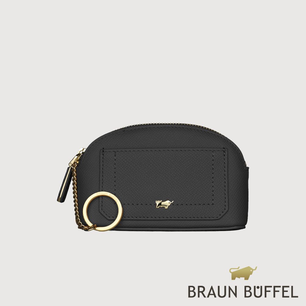 【BRAUN BUFFEL 德國小金牛】台灣總代理 婕娜 零錢包-黑色/BF2005-161A-BK