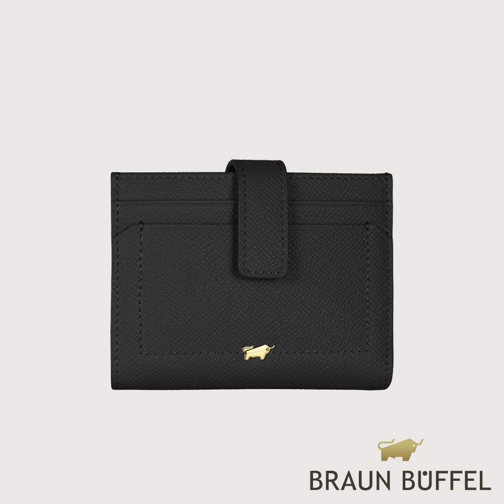 【BRAUN BUFFEL 德國小金牛】台灣總代理 婕娜 7卡短夾-黑色/BF2005-404-BK