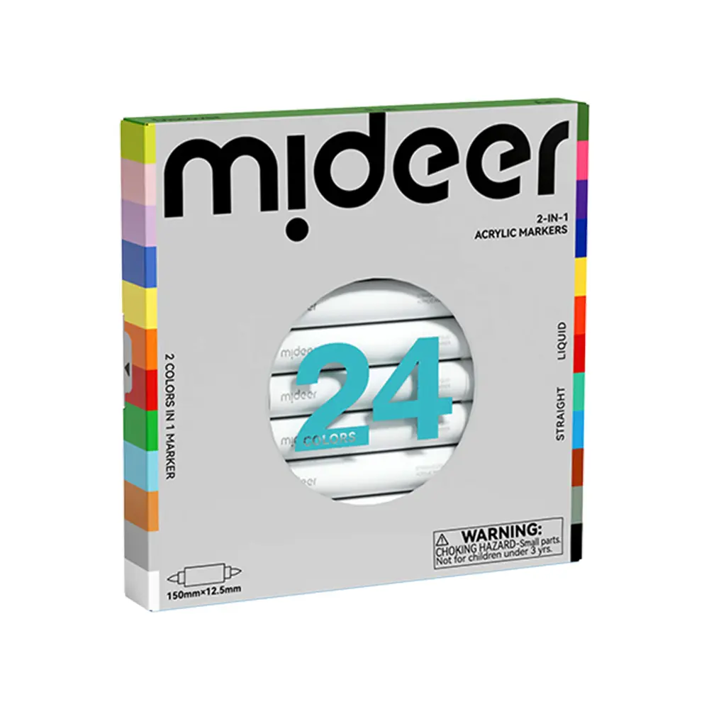 MiDeer雙頭雙色壓克力麥克筆/ 盒裝軟毛頭/ 24色