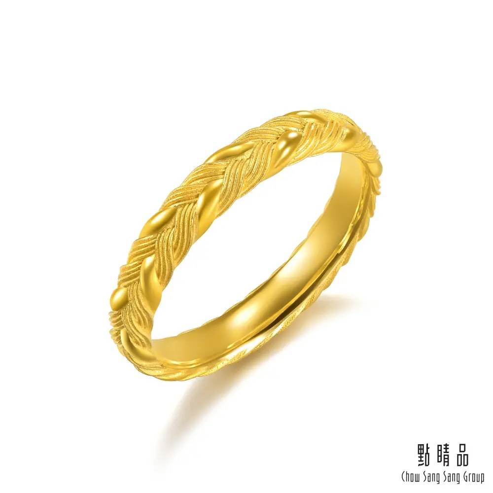 點睛品 麻花編織紋 黃金戒指_計價黃金(港圍11)