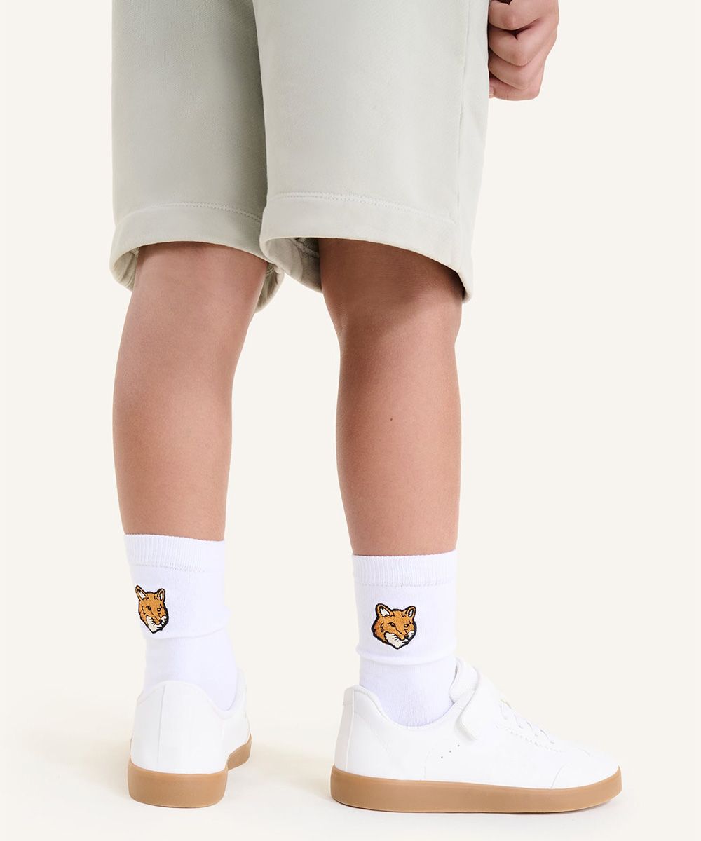 MAISON KITSUNÉ 雪花白狐狸頭LOGO兒童中筒襪/ 3