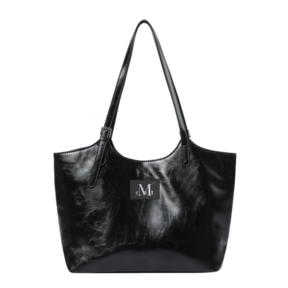 韓國 MUCENT ARMAND FRONT BUCKLE LEATHER SHOULDER BAG 磁扣皮革質感肩背包 黑色Black