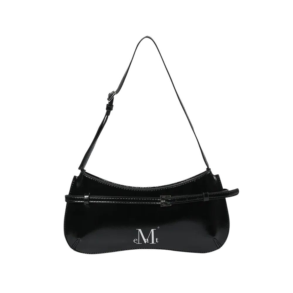 韓國 MUCENT EREN BELT STRAP LEATHER SHOULDER BAG UNISEX 腰帶造型皮革肩背包 黑色Black