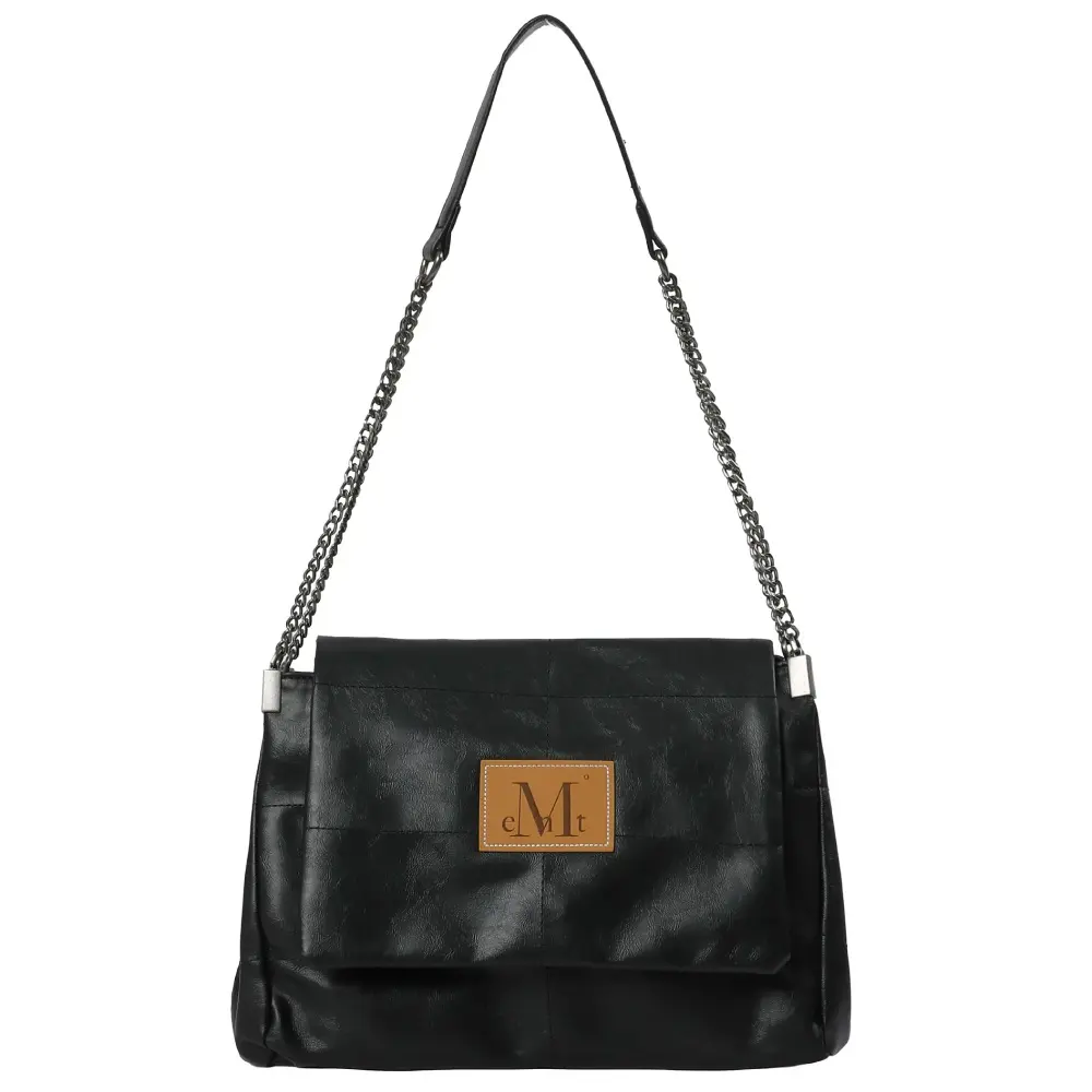 韓國 MUCENT INFINITY LEATHER CHAIN SHOULDER BAG 鍊帶皮革質感肩背包 黑色Black
