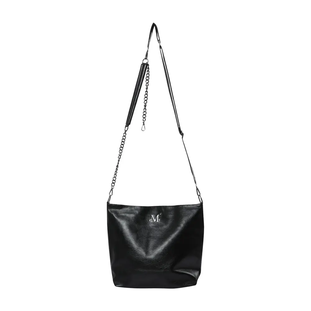 韓國 MUCENT LUXE LEATHER SHOULDER BAG 雙背帶皮革肩背包 黑色Black