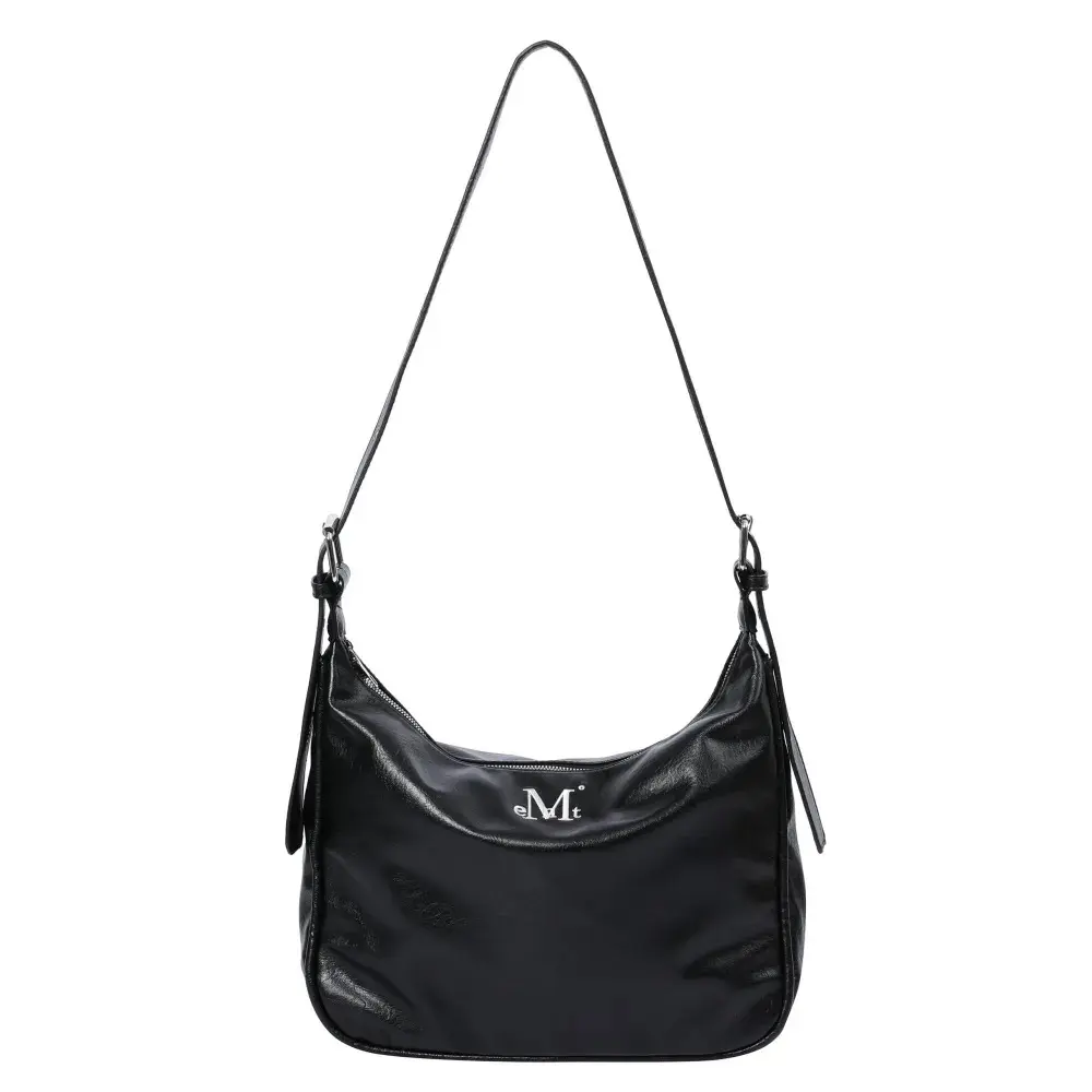 韓國 MUCENT POT DOUBLE WRINKLE LEATHER SHOULDER BAG 皺褶皮革肩背包 黑色Black